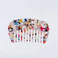 Mini acetate hair comb with colorful terrazzo marble pattern in a French vintage style - Rainbow