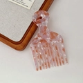 Pink and orange marble acetate wide-tooth comb with a round hanging hole and smooth finish - Orange & White