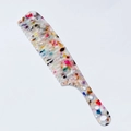 Colorful floral acetate hair comb with marble texture and anti-static wide teeth - Acetate 3mm Thickness / Rainbow