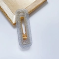 Rectangle resin hair clip with gold and silver glitter in elegant gold finish - Square-Gray