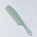Colorful acetate marble hair comb with wide teeth and ergonomic handle in mint green - Acetate 3mm Thickness / Light Green