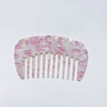 Mini acetate hair comb with elegant pink and white marble pattern for women - Pink & White