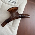Elegant large leopard print amber hair claw clip with vintage acetate finish - 1# Arc (15cm)