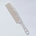 White marble pattern acetate hair comb with anti-static teeth and ergonomic hollow handle - Acetate 3mm Thickness / White