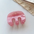 Rosa transparente Haarklammer mit weißen Punkten für Mädchen Haarstyling - Rosa M-Form Design