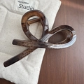 Elegant tortoiseshell leopard print hair claw clip in dark brown acrylic with gold spring - 7# Crossed Style (13cm)