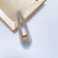 Pince à cheveux ovale à paillettes argentées avec base en métal doré pour femme - Goutte-Gris