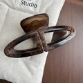 Brown tortoiseshell hair claw clip with a hollow oval design and glossy resin finish - 8# Figure 8 Style (12cm)