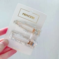Set of two clear acrylic hair clips with silver foil flakes on rose gold metal clips - Transparent Silver Foil