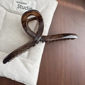 Elegant deep brown tortoiseshell hair claw clip for a sophisticated updo hairstyle - 9# X-Cross Style (15cm)