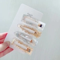 Set of 4 clear acrylic hair clips with gold and silver leaf flakes in rose gold finish - Gold And Silver Foil Mix