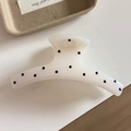 Pince à cheveux à pois blanc crème et noir avec une finition semi-transparente - Style Cintre Blanc