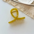 Pince à cheveux jaune à pois marrons avec ressort doré en métal de haute qualité - Style Croisé Vert