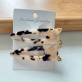 Set de dos pinzas para el pelo de gato en acetato con carey y detalles dorados - Leopardo Claro