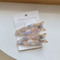Lindas pinzas para el cabello de gato en acetato con patrón de mármol de colores - Lavanda