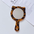 Cute cat-shaped handheld makeup mirror with vintage tortoiseshell acetate pattern - 12cm*7.5cm / Leopard Print