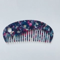 Draagbare halve maanvormige acetaat haarkam met marmerpatroon en ophanggat voor haar - Acetaat 3mm Dikte / Marineblauw