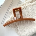 Premium Haarspange in Schokoladenbraun mit Bernstein-Finish und goldener Metallfeder - 12# Große T-Form (Ca. 14.5cm)
