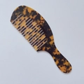 Retro schildpadpatroon grove kam met ergonomisch handvat voor krullend haar styling - 3MM Acetaat / Luipaardprint