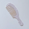 Elegante lichtroze gemarmerde acetaat haarkam met brede tanden en lange handgreep voor dames - 3MM Acetaat / Wit