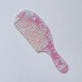Pink and white marble acetate wide-tooth hair comb with handle for styling hair - 3MM Acetate / Pink