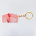 Chique mini-acetaat kam sleutelhanger met roze marmerpatroon en gouden ring - Oudroze - 5.3cm*3.1cm