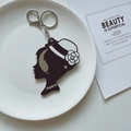Acrylic keychain mirror with silhouette lady design and white camellia flower element - Lady Silhouette Portrait Mirror