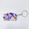 Mini kam sleutelhanger van acetaat met blauw, oranje en paars marmerpatroon - Blauw en Wit - 5.3cm*3.1cm