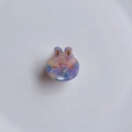 Mini acetic acid hair claw clip in colorful marble rabbit shape with smiley face - Purple