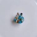 Cute animal acetate hair claw clip with blue and white marble texture and gold detailing - Blue