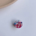 Molletta per capelli in acetato con motivo marmorizzato colorato e faccina sorridente dorata - 2.2cm / Blu Navy e Rosso