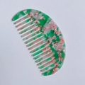 Halbkreis Haarkamm mit breiten Zinken aus grün-rosa Acetat mit Marmormuster für Locken - Acetat 4MM Dicke / Rosa & Grün