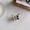 Tortoise shell butterfly hair claw clip with yellow and black acetate pattern finish - Light Leopard