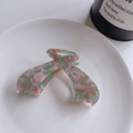 Französische Haarklammer aus Acetat mit Marmormuster in Pastellrosa und Grün mix - Floral Grün