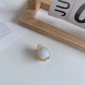 Mini gold-plated hair claw clip with iridescent square pearl inlay on white surface - Square Small Hair Claw
