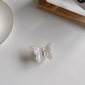 Elegant butterfly hair claw clip with pearlescent iridescent finish in lavender white - Pearl White