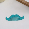 Pettine per capelli a forma di baffi in acetato turchese con effetto marmo - Forma di Baffi / Ciano