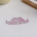 Pink and white marble acetate beard comb with anti-static styling teeth in mustache shape - Mustache Shape / Pink & White