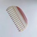 Peigne à cheveux demi-lune élégant en acétate marbré rose et orange à dents larges - 12x5.9cm / Dégradé Violet Marron