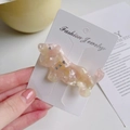 Pink and yellow marble acetate dachshund dog hair clip with sparkling rhinestones - Pink Yellow