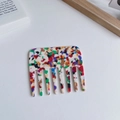 Chic acetate hair comb featuring colorful marble patterns and wide teeth for styling - 9.7cm*8.5cm / Colorful