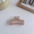 Elegant semi-transparent dusty pink square hair claw clip for women's hairstyles - Square Style