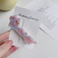 Haarklammer Katze aus rosa-blauem Acetat mit Perlenkette und funkelnden Strasssteinen - 3# Rosa-Weiß