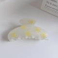 Pearly white acetate hair claw clip featuring yellow sun patterns for elegant hair styling - Large / Sun Style