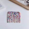 Colorful marble pattern acetate hair comb with wide teeth for curly hair styling - 9.7cm*8.5cm / Rainbow