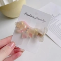 Cute pink marble acetate dog hair clip with rhinestones on fashion jewelry card - Floral Purple