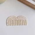 Pettine per capelli in acetato a denti larghi con motivo marmorizzato bianco crema - Beige