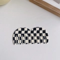 Pettine portatile in acetato a denti larghi con classico motivo a scacchi bianchi e neri - Scacchi Bianco Nero