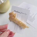 Elegant beige acetate cat hair clip with pearl necklace and rhinestone eye details - 8# Orange