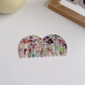 Pettine per capelli in acetato colorato a denti larghi con trama in marmo antistatico - Arcobaleno